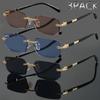 3pcs Trendy Rimless Rectangle Sunglasses Frameless Fashion Shades Punk Sunglasses Gradient Men Women UV400 Eyewear Driving