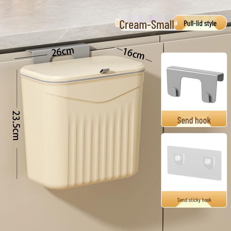Wall-Mounted Flip-Top Kitchen & Bathroom Trash Can - Punch-Free Hanging Waste Basket
