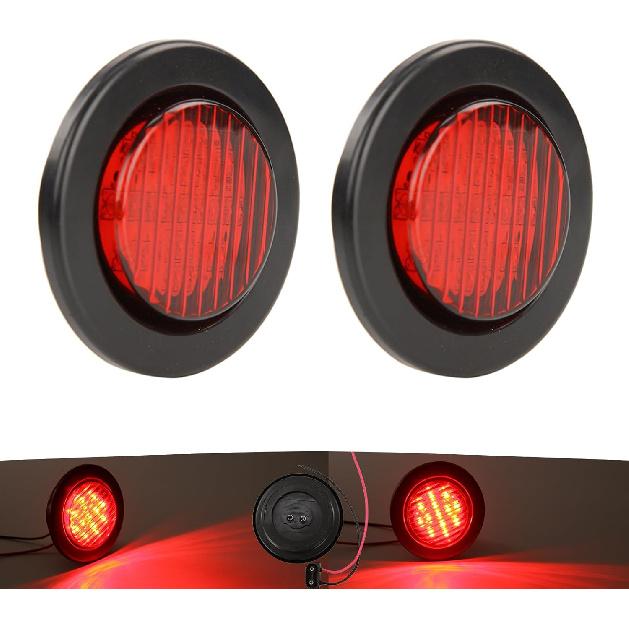 NEW SUN Premium 2.5" Round LED Trailer Lights, 13 Red LEDs Side Marker Lights, Clearance Lights Kits With Grommet & 2-Pin Plug - Universal For