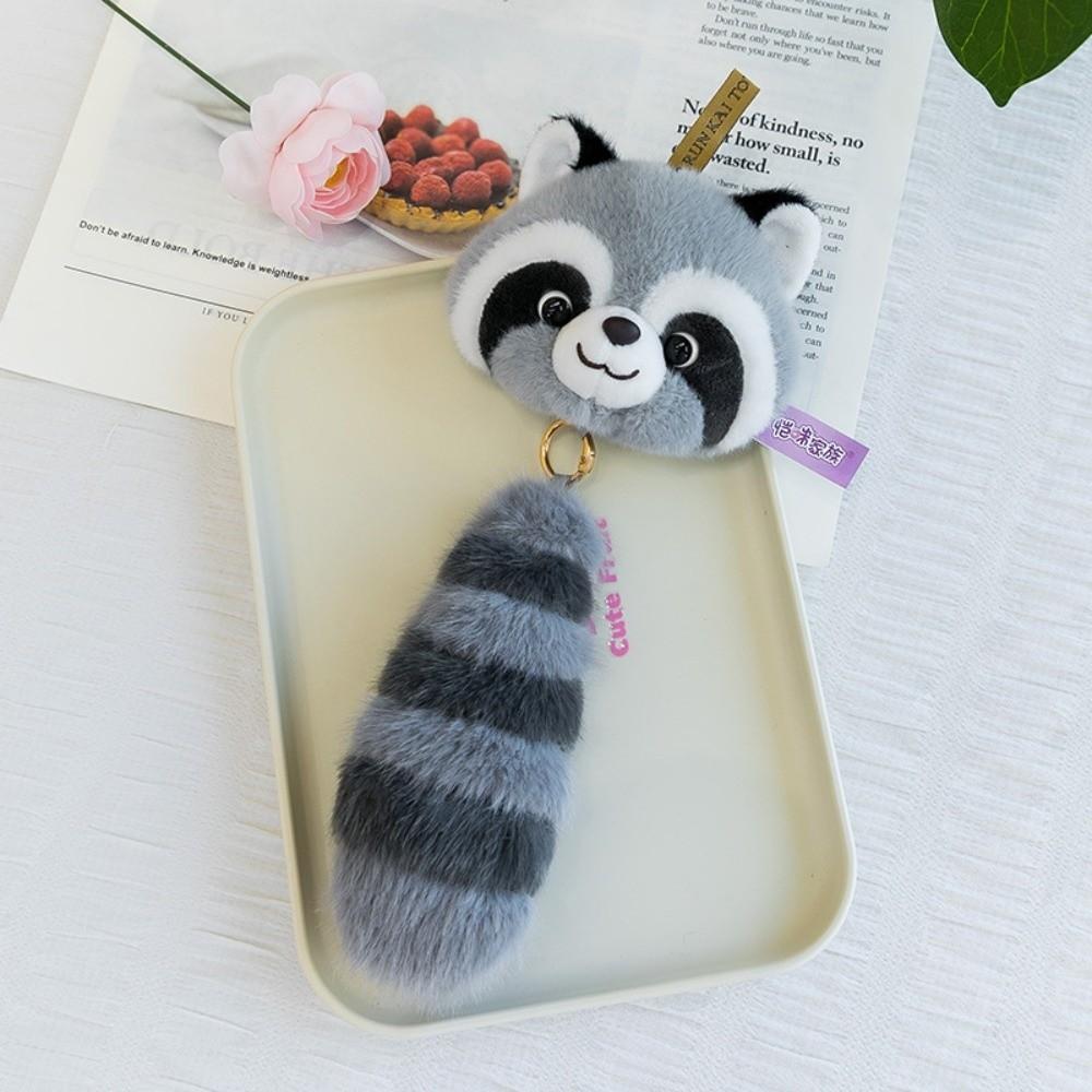 Plush Raccoon Plush Pendant With Keyring Stuffed Doll Charm Cartoon Pendant Backpack Decoration