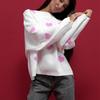Suéteres tejidos con corazón de amor para mujer, jerséis bordados informales con cuello redondo, Tops de manga larga Y2k, prendas de punto