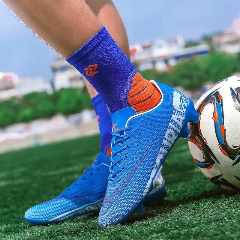 Autumn new printed hard-soled men's and women's long and short nail shoes low-top fashion football shoes grass training shoes