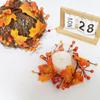 Halloween Candle Ring with Pumpkin  Maple Leaves Plastic Harvest Wreath Decor for Thanksgiving Fall Party Desktop Decoration