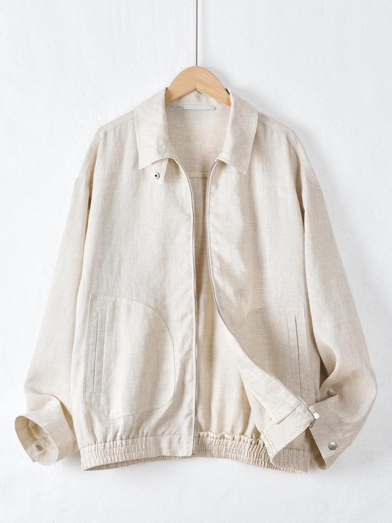 Men's Luxury Linen Jacket - Spring/Summer Classic Lapel Casual Zipper Cardigan