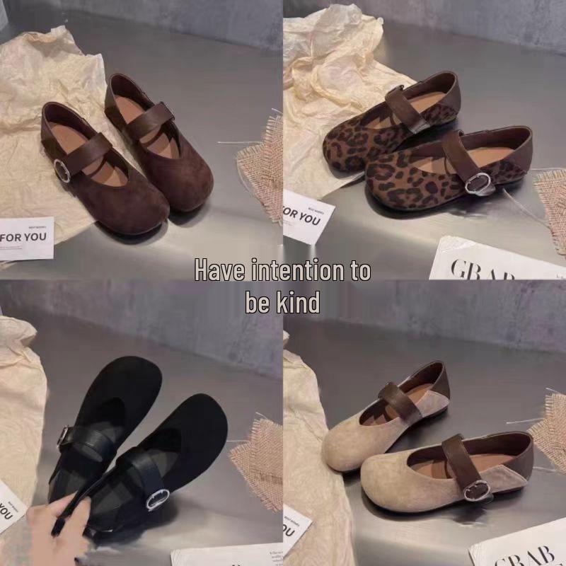 2025 Autumn Leopard Print Soft Leather Mary Janes: Comfortable, Versatile, Retro Low-Cut Shoes for Women