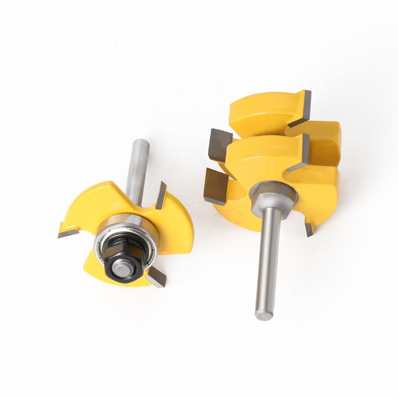 Set de 2 bucăți 6 mm 1/4 inch 8 mm cu tijă pentru freza cu lambă și canelura - Stoc mare de până la 1-1/4 inch Freză pentru prelucrarea lemnului Dispozitiv de tăiere pentru unelte pentru prelucrarea lemnului