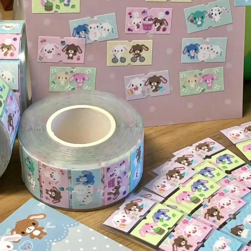 500Pcs/Roll Creative Peripherals Hand Account Notes Decorative Sealing Decals Repeat Kawaii Sugarbunnies Cartoon Label Stickers