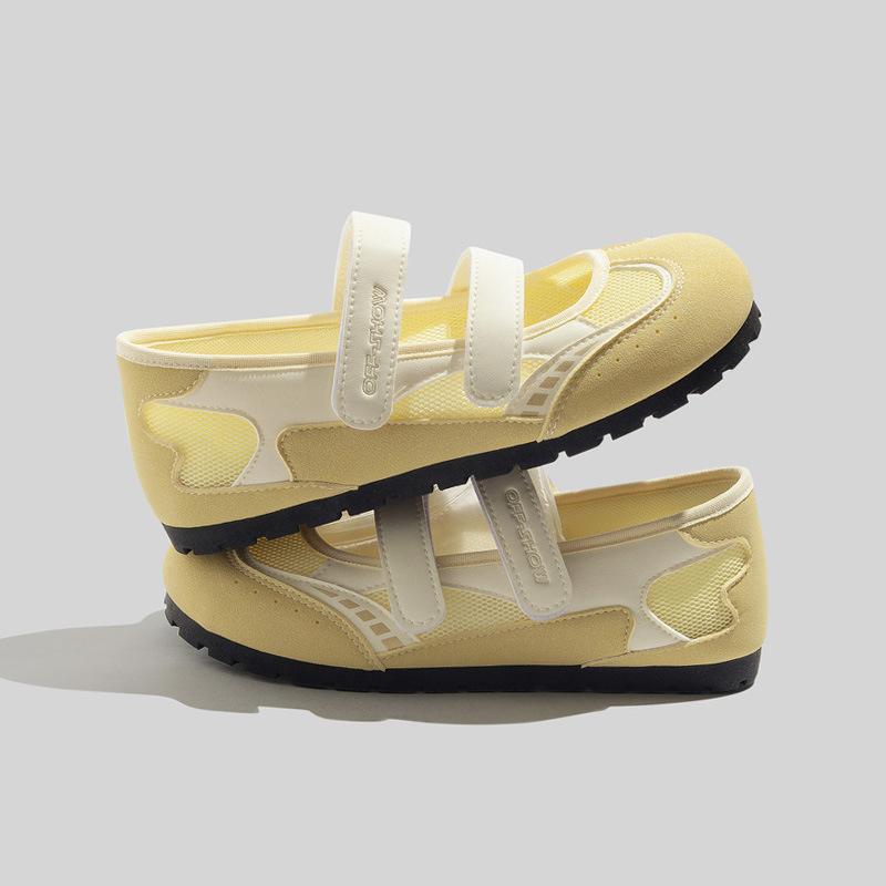 Low-cut Women's Shoes Velcro Round Toe White Shoes Flat-bottomed Breathable Single Shoes