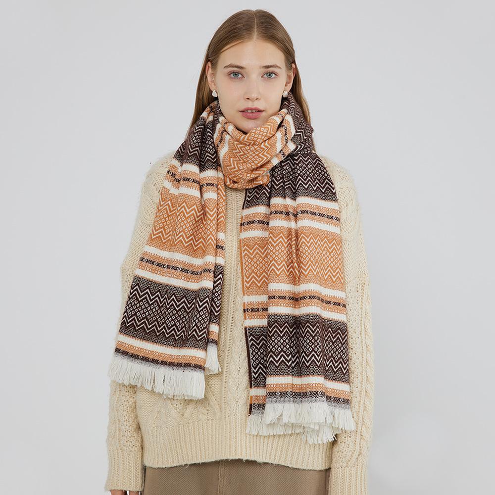 Nordic Retro Scarf Bohemian Imitation Cashmere Jacquard Women's Winter Acrylic Imitation Cashmere