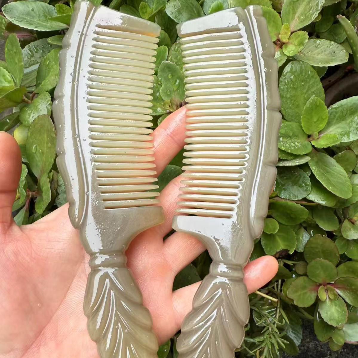 Утолщенная Премиальная Натуральная Белая Рога Буйвола Массажная Расческа Consultation