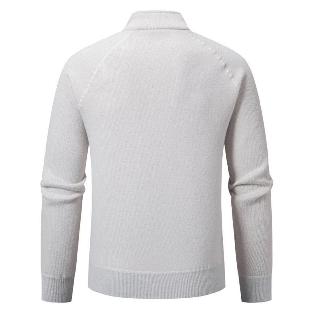 Men's Casual Solid Color Thickened Sweater, New Men's Stand-up Collar Semi-zipper Fitted Knitted Sweater