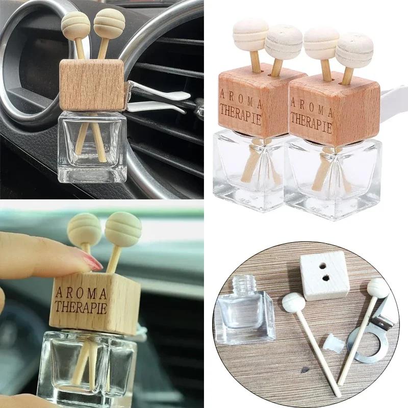 1PC Car Ornament Air Conditioner Perfume Empty Bottle Indoor Cute Aromatherapy Clip Air Vent Perfume Bottle Clip Glass Square