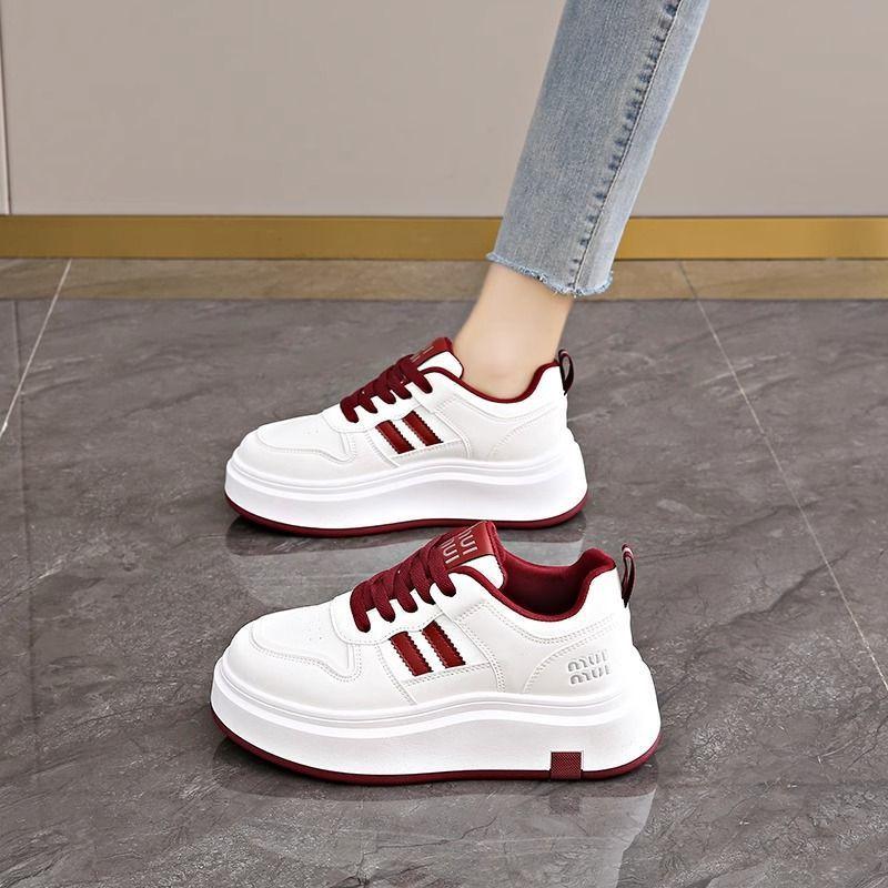 

Little white shoes children s spring new lightweight soft-soled versatile thick-soled sports and leisure board shoes 40 бордовий