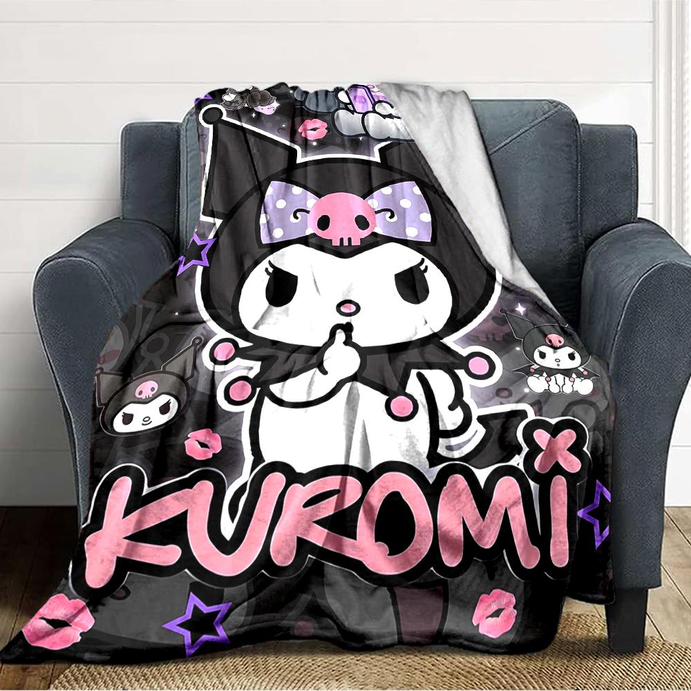 1pc Sanrio Kuromi4 Blanket, Gift, for Men and Women, Soft Blanket, Good for Sofa Bed Couch Travel, Lightweight Flannel Blanket