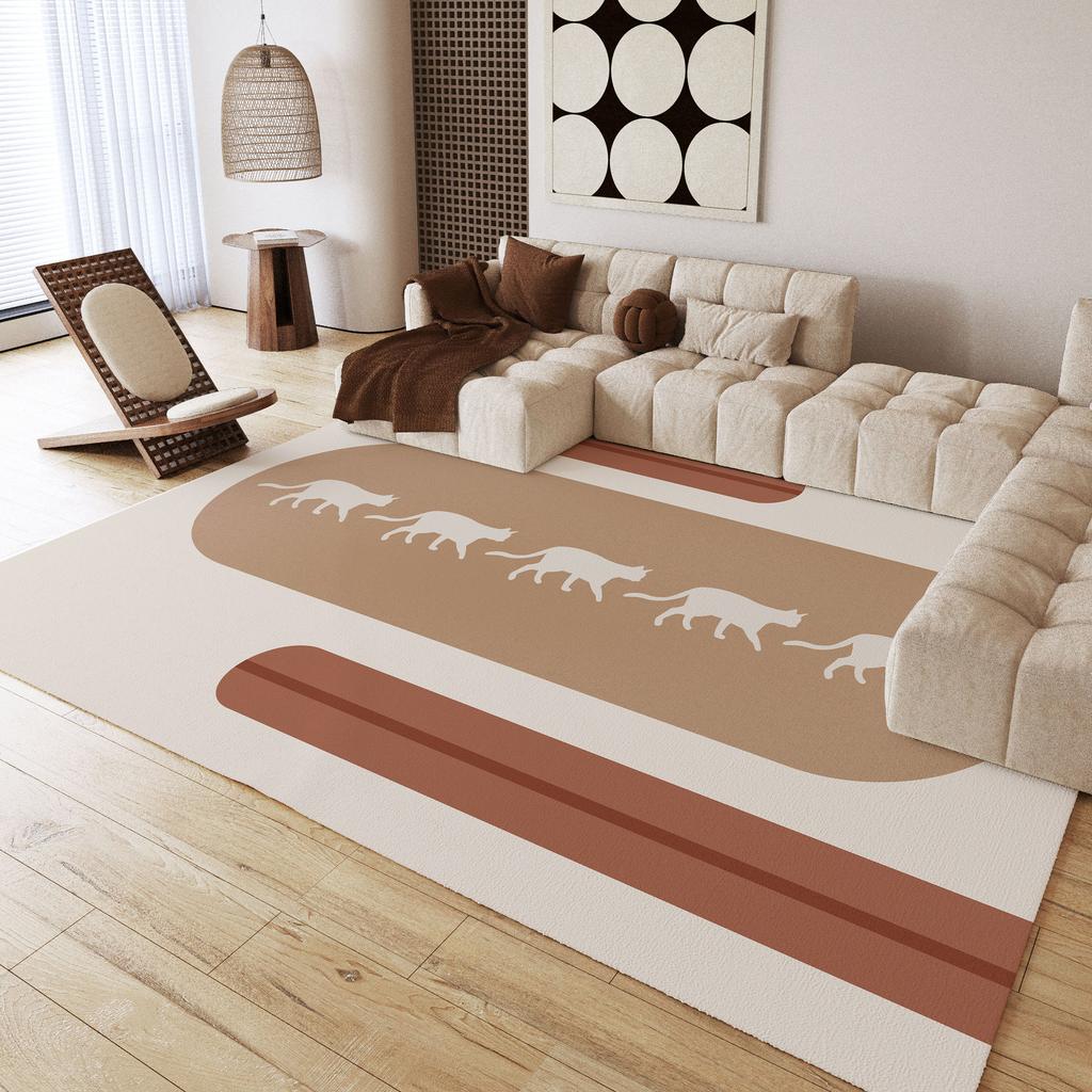 Modern Minimalist Living Room Rug Luxury Sofa & Coffee Table Throw Room Decor Easy-Care Home Bedroom Floor Mat