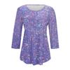 Women's Fashion Casual Floral Print Pleated Round Neck Casual Three-quarter Sleeve Spring And Summer Top