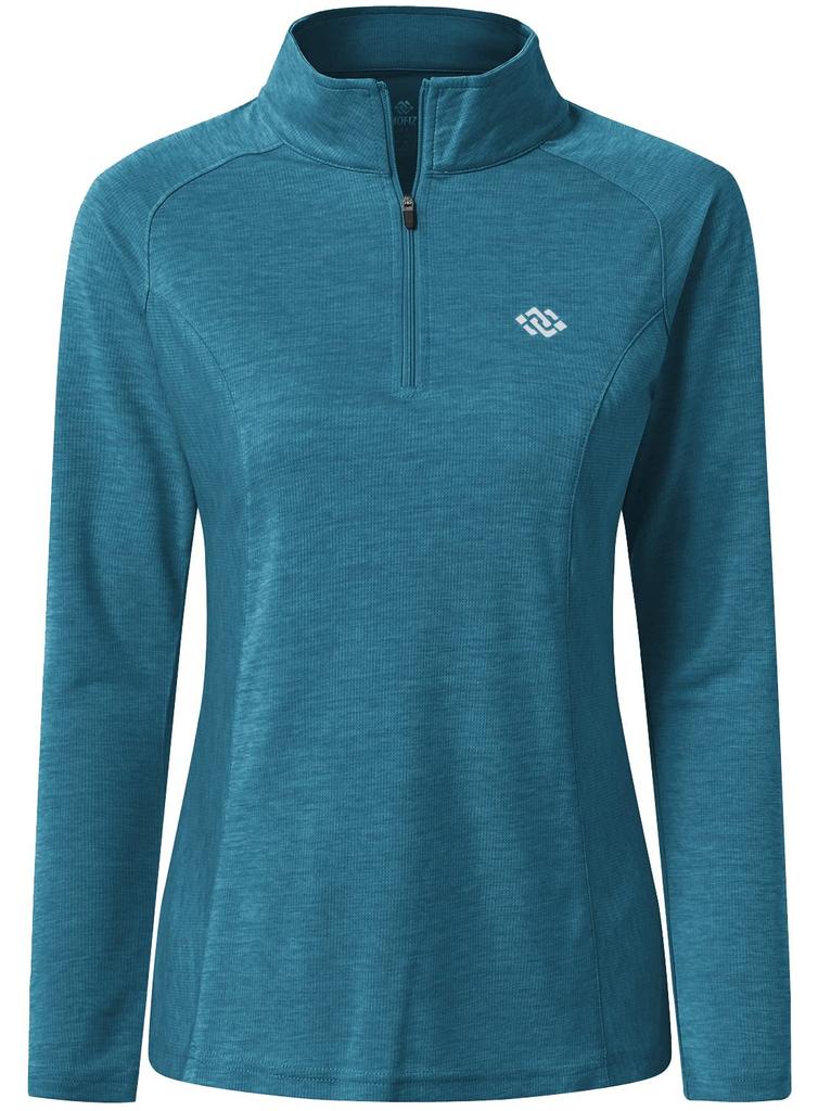 YIRUIYA Golf and Tennis Long Sleeve UV Trekking Women's Wear, Half-Zip Shirt, Top, Stretch, Moisture-Wicking, Quick-Drying, Protection, Innerwear,