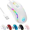 Wired USB Gaming Mouse, White, 12800 DPI Adjustable, A825F Optical Sensor, 13 LED Modes, 6 Buttons, Ergonomic Design, Cable, PC