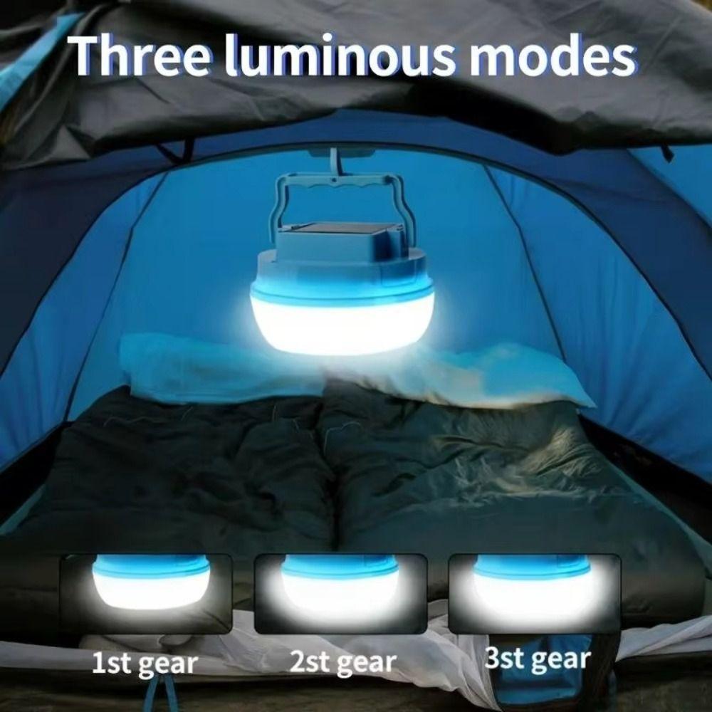 3 Lighting Modes Solar Powered LED Camping Light Waterproof Emergency Use Portable Solar LED Light Quick Hook Portable Handheld