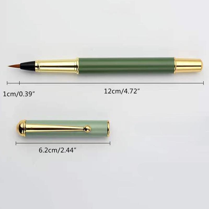 Portable Metal Chinese Brush Calligraphy Pen Piston-filled for Beginner Adult
