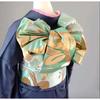 Used For Adults and 13-year-old Pilgrims, One-piece Obi Obi, Mint Green Furisode, Bodice ~90cm, Pure Silk
