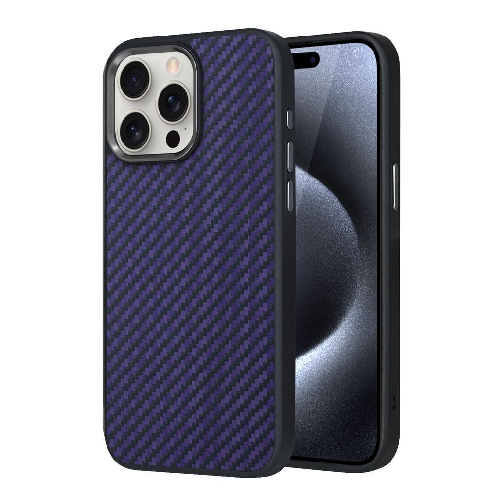 For Apple 15pro Carbon Fiber Magnetic Phone Case for IPhone1413 Mobile Phone Protective Case Light Luxury