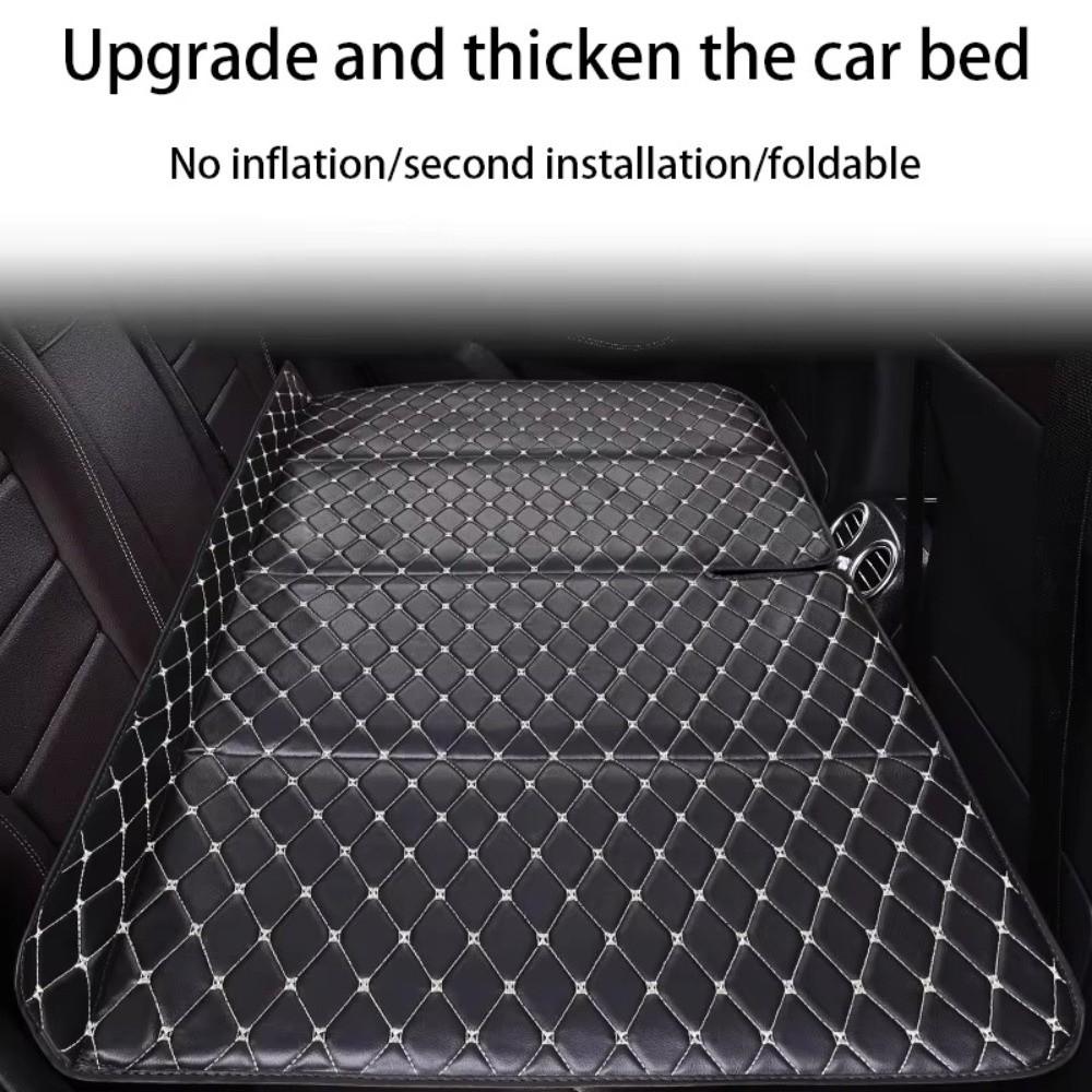 Universal Car Travel Bed Non-Inflatable Folding Car Travel Sleeping Mattress PU Leather Thickened Car Mattress for Car Traveling
