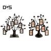 Family Tree Picture Frame Metal Tree Photo Frame Stand with 6 Ornamental 1.77" X 2.56"/2.17" X 3.15" Frames for Wall Table Decor