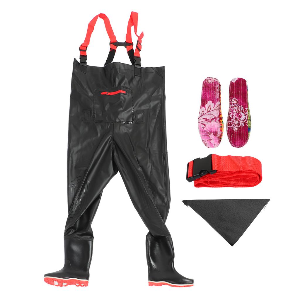 Chest Wader PVC Lightweight Waterproof Fishing Wading Pants with Anti Slip Boots for Men Women 40 Size