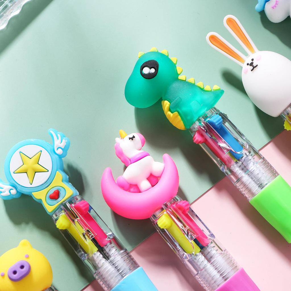 Korean Cute Animal Head 4-Color Click Ballpoint Pen