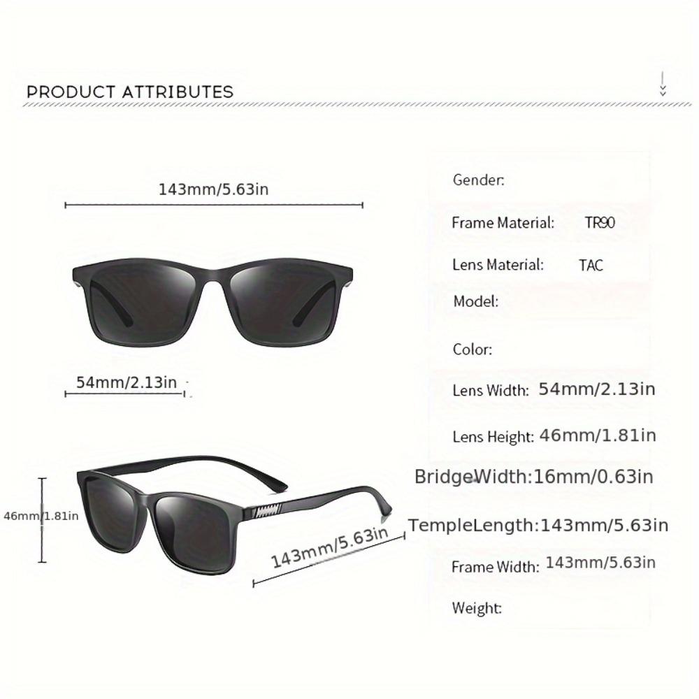 3PCS Vintage Retro TR90 Sunglasses Men Polarized Square Brand Designer Sun Glasses For Men Driver Sunglass