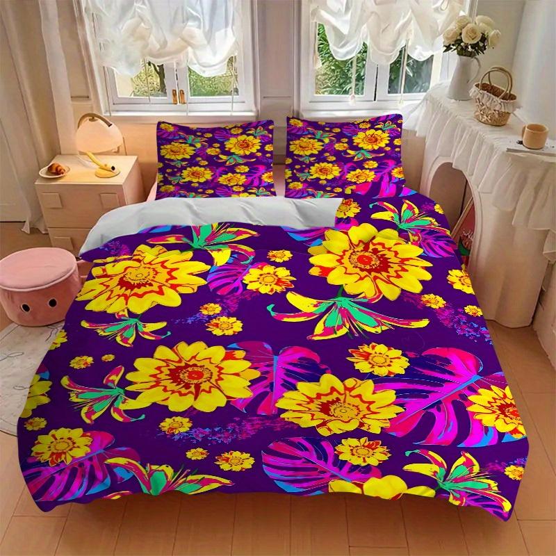 3pcs Tropical Flowers Bedding Set, Breathable And Soft, Suitable for All Seasons Machine Washable, Suitable for Bedroom Decoration,yy250822147