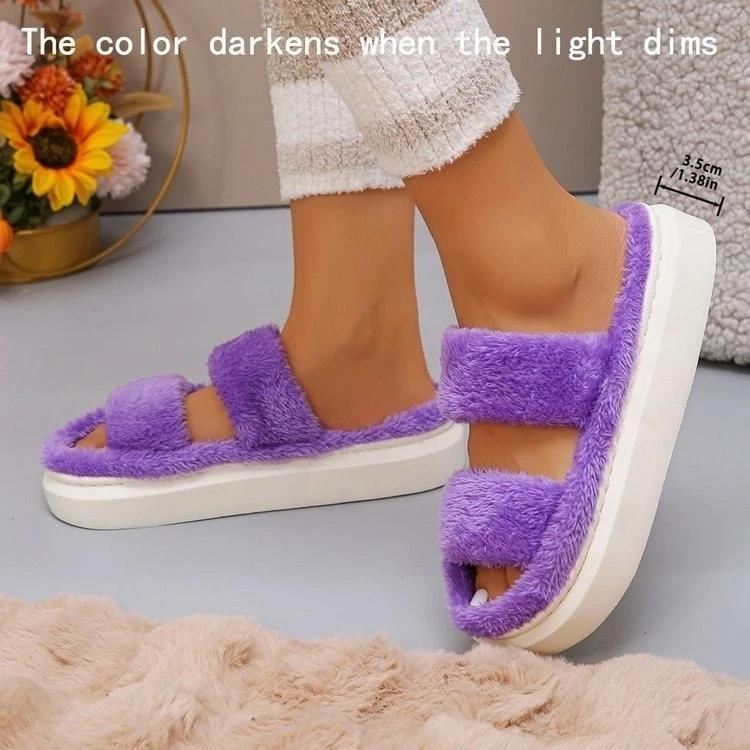 2024 Shoes for Women Open Toe Women's Slippers Home Warm Slippers Women Round Toe Flat with Plus Size Shoes Female Zapatos Mujer