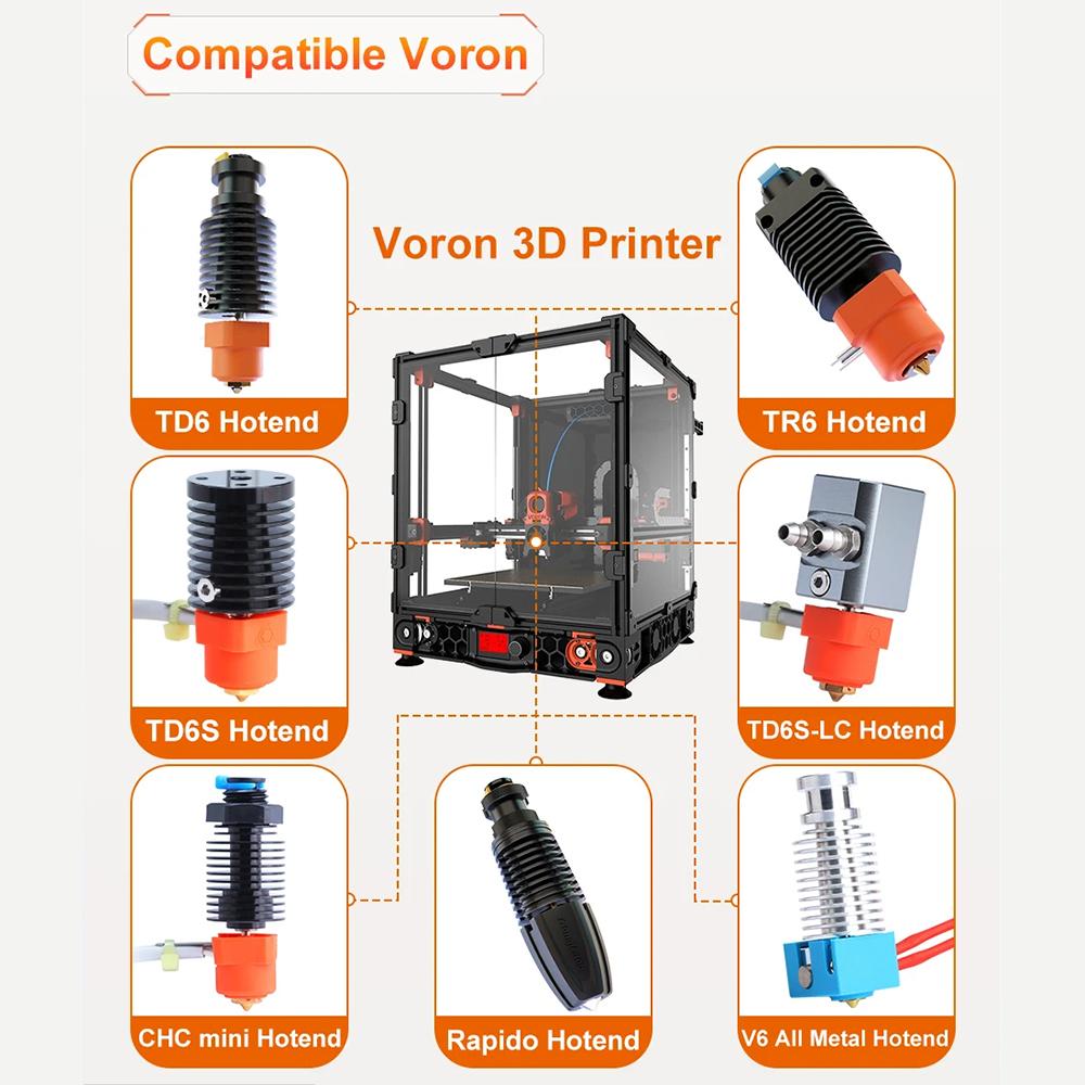 Trianglelab TD6S Hotend Kit with Ceramic Heating Ring + V6 Nozzle Compatible with Voro 3D Printer