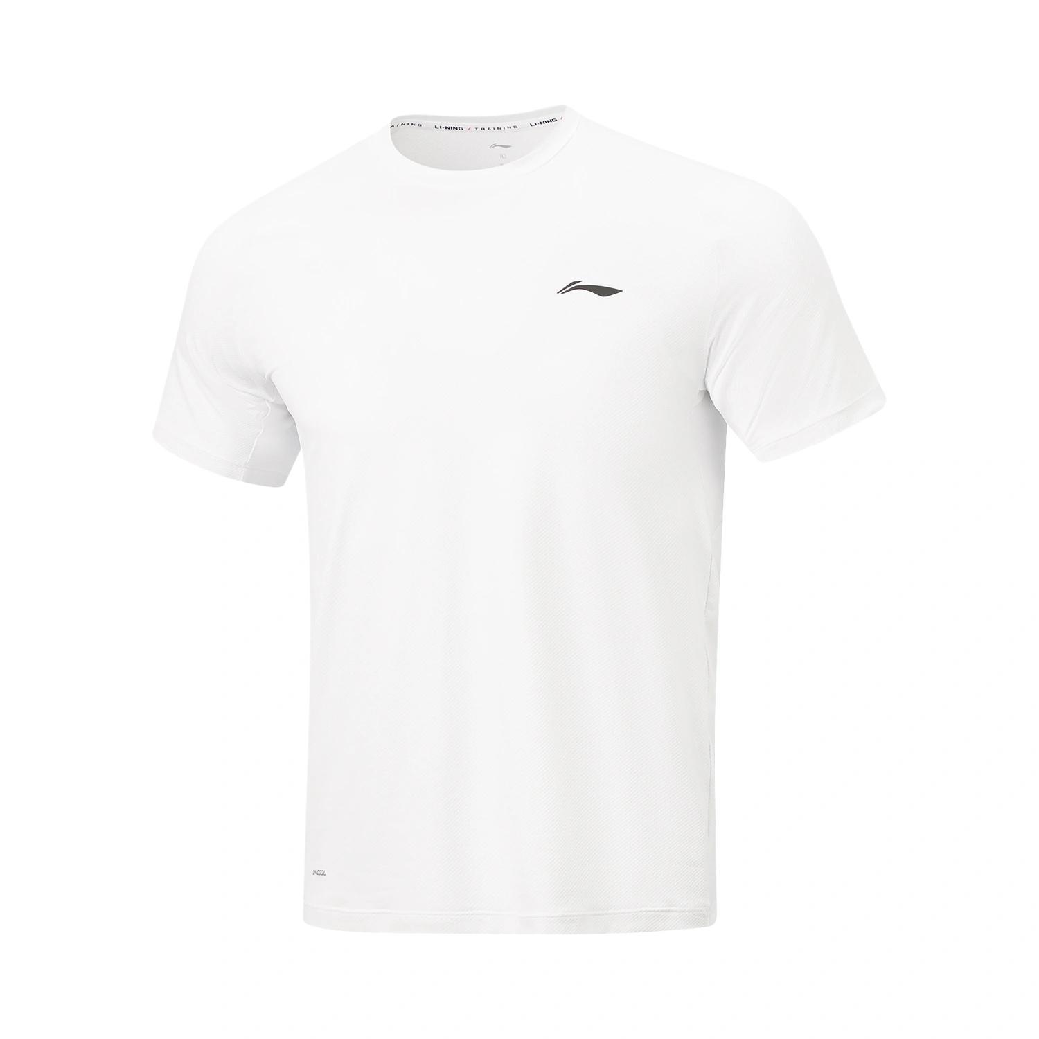 Li-Ning Мягкая футболка с коротким рукавом, круглым вырезом, удобная, приталенная, однотонная, мужские топы ATSW439-2 L