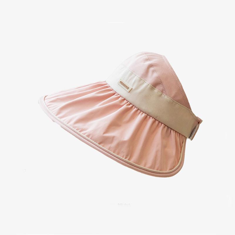 2024 New Spring Summer Black Jelly Wide Brim Sun Hat Women Fashion Korean Style Color Block Leather Patch Sunshade Hat