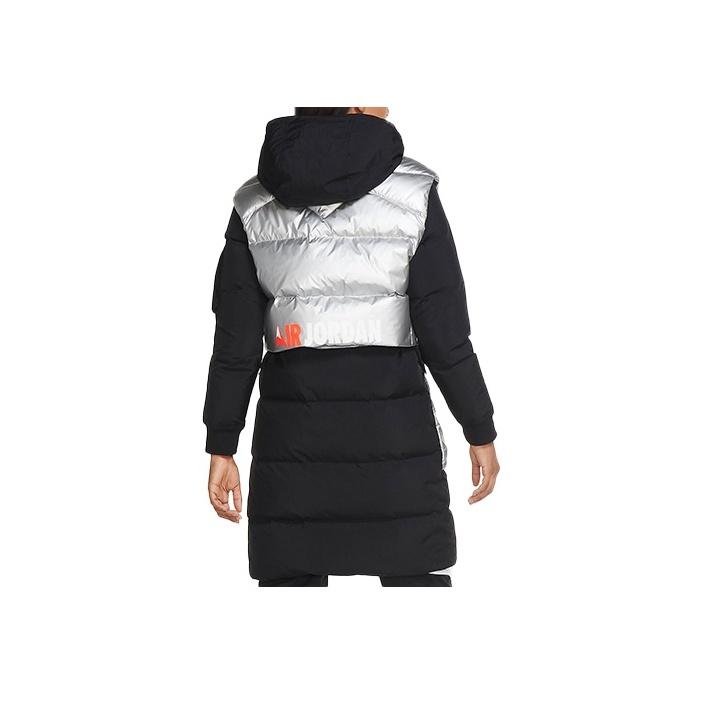 Jordan Giacca Piumino Media Lunghezza Color Block con Cappuccio Donna Capispalla Nero CV2561-010