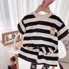 Short-sleeved Set Striped T-shirt +Shorts Boys Summer Trendy Costume Babies Fashion Round Neck Tracksuits Children's Clothing