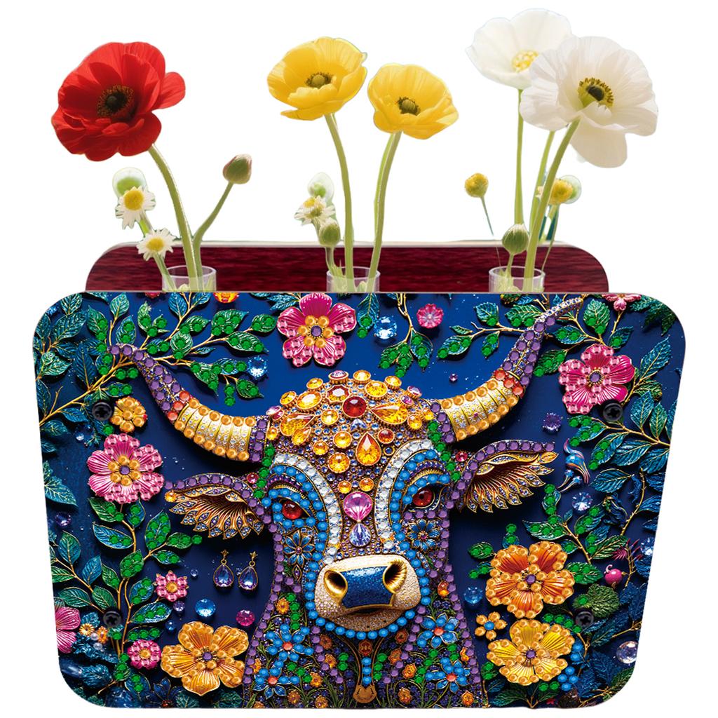 DIY Diamond Painting Wooden Tube Vase Two-Sided Pattern 5D DIY Vase Diamond Painting Kit for Adults Gift Idea Home Office Decor