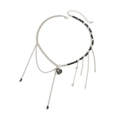 Fashionable Heart Tassels Beaded Pendant Necklace Adjustable Length For Layering Look Comfortable Daily Wear Jewelry