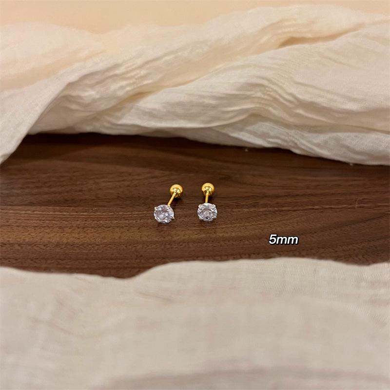 Elegantní puzetové náušnice se šroubovacím zapínáním, třpytivé zirkonové a diamantové akcenty, hypoalergenní, dárkové šperky, jemné doplňky pro piercing uší, dárek pro ženy