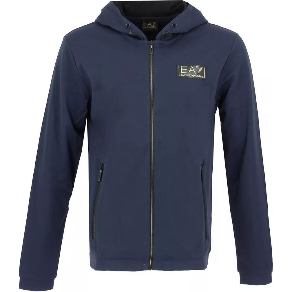 Emporio Armani EA7 Solid Color Logo Hooded Zip-Up Long Sleeve Jacket Men jackets Blue 6RPM39-PJMCZ-1554 XL 17740₽
