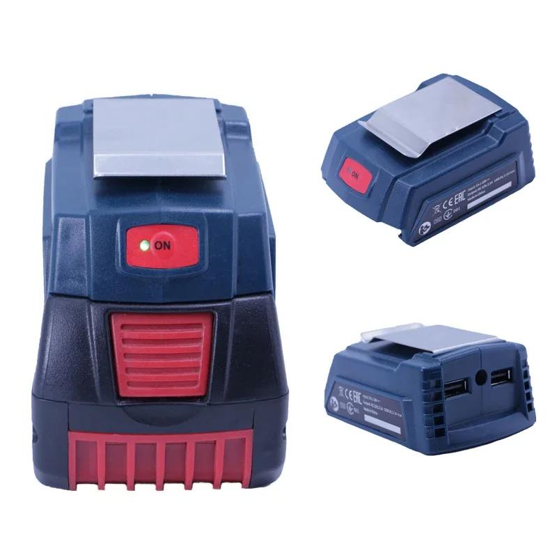 Dual USB Adapter Converter for Bosch 18V Li-ion Battery  GAA 18V-24 USB Charging Portable Power Adapter with Indicator Light