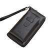 Leisure Zipper Long Wallet Bifold Style Leather Mobile Phone Bag Dual Pocket Multi-Function Wallet Phone Storage