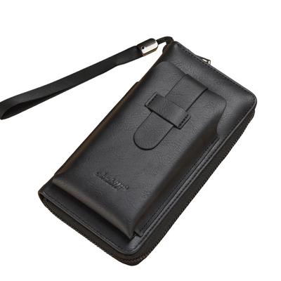 Leisure Zipper Long Wallet Bifold Style Leather Mobile Phone Bag Dual Pocket Multi-Function Wallet Phone Storage