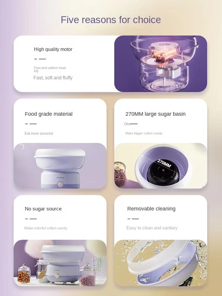 220-V-Küchenmaschinen – Zuckerwattemaschine in Handelsqualität – Einfach zu bedienen und zu reinigen – Ideal für Zuhause oder das Büro