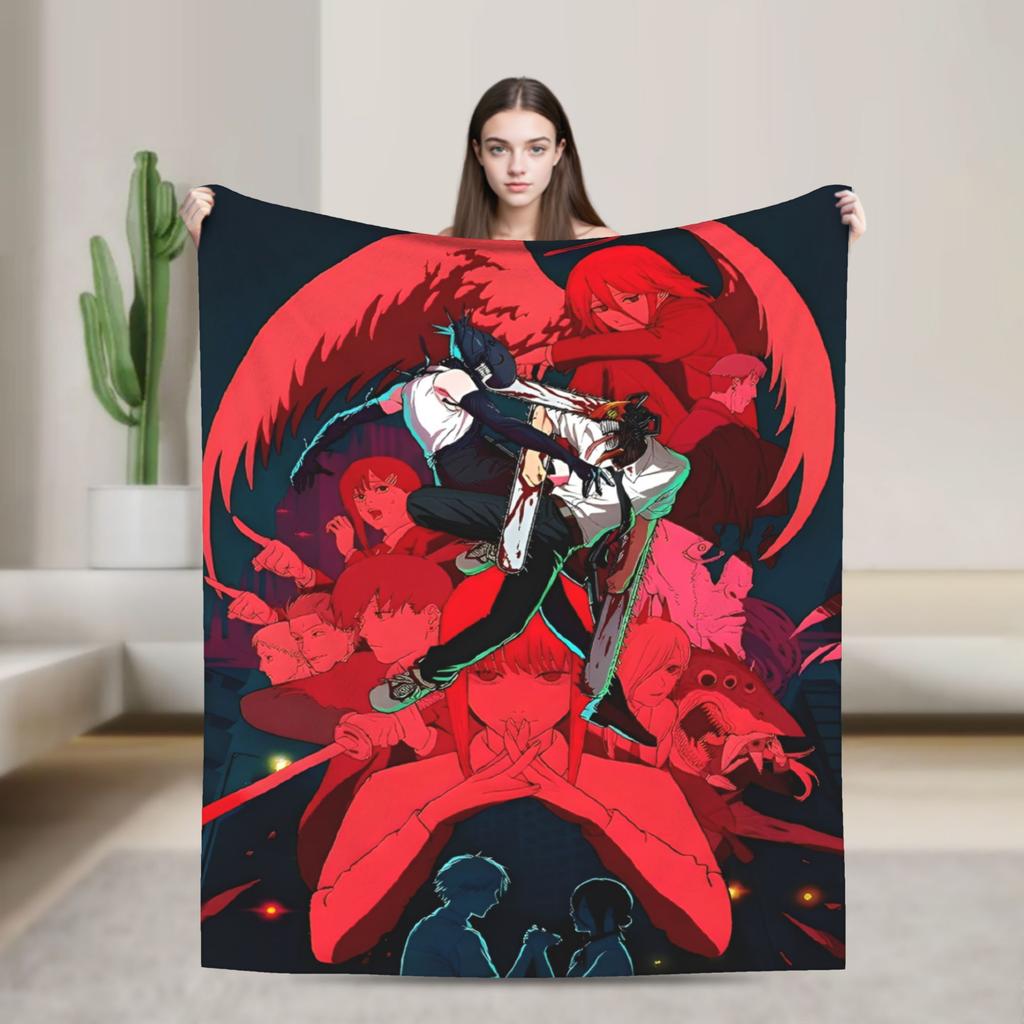Chainsaw Man Reze Anime Blanket Quality Super Warm Throw Blanket Winter Travel Home Decor Fashion Bedspread