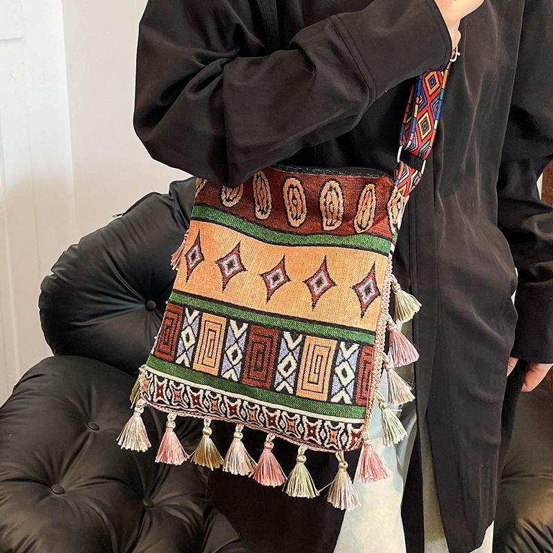 2024 Large Bohemian Tassel Tote: Ethnic Style Handbag & Crossbody