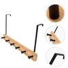 Natural Bamboo Over The Door Hooks Matte Metal Brackets Hat Hanger Clothes Rack  Kitchen Storage