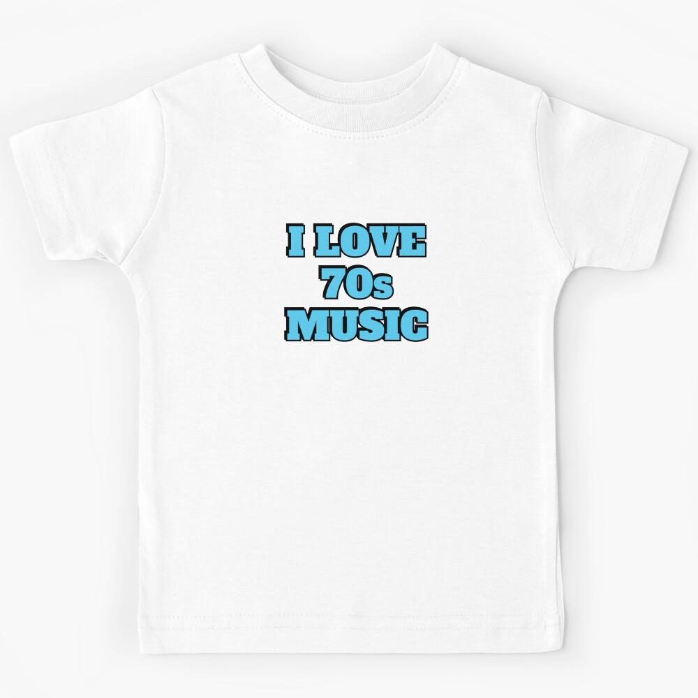 I love 70s music purple retro nostalgia blue text Kids T-Shirt 110